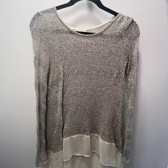 Lush Grey Knit Sweater with Trim Accent - Picture 1 of 4